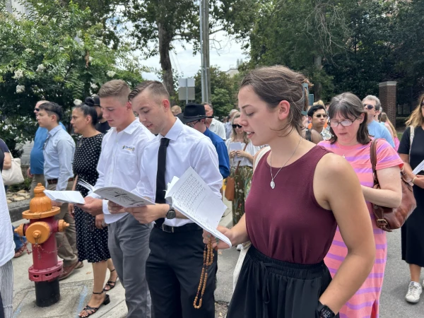 Regina Fontana attends the Nashville Eucharistic procession with service members. Credit: Team Saint Paul