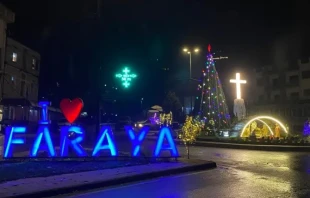 Christmas tree and Nativity scene in Faraya's Public Square, a town in the Keserwan District of Mount Lebanon, in November 2024. Credit: Municipality of Faraya