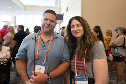 Brian and Angela Barcelos from Raynham, Massachusetts, at the National Eucharistic Congress in Indianapolis on July 17, 2024. Credit: Jeffrey Bruno/EWTN