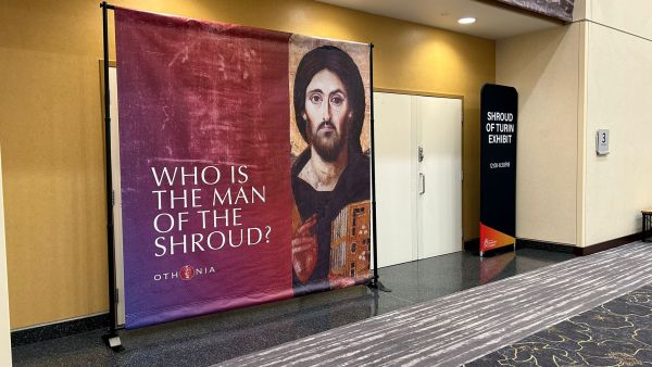 The National Shroud of Turin Exhibit at the 2024 National Eucharistic Congress in Indianapolis. Credit: Ursula Murua/EWTN News