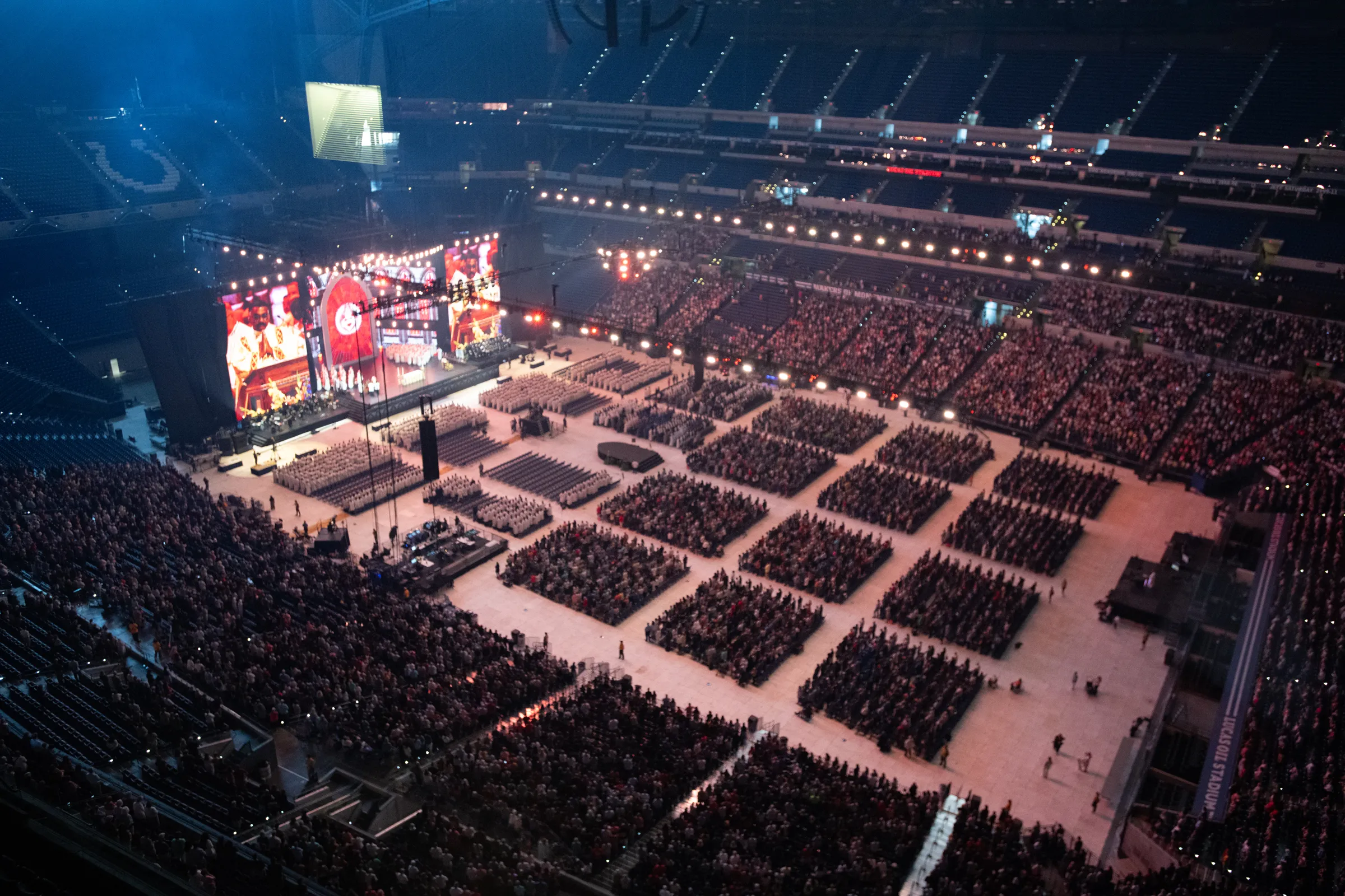 More than 50,000 kneel in adoration of the Eucharist at the National Eucharistic Congress at Lucas Oil Stadium in Indianapolis on July 18, 2024.?w=200&h=150