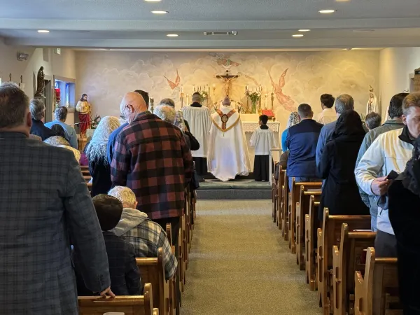 Mass is celebrated earlier this year at The Holy Spirit Catholic Mission in Washoe Valley, Nevada, before a rampant wildfire on Sept. 7, 2024, destroyed the church, which held the only Latin Mass in northern Nevada. Credit: Anthony Bedoy