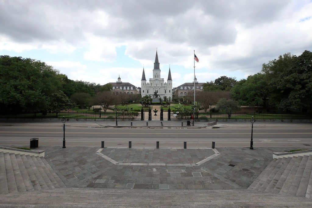 The St. Louis Cathedral and Jackson Square on March 27, 2020, in New Orleans.?w=200&h=150