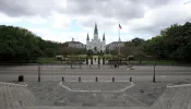 The St. Louis Cathedral and Jackson Square on March 27, 2020, in New Orleans.