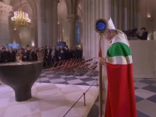 Archbishop Laurent Ulrich presides at the first Mass in the reopened Cathedral of Notre Dame on Dec. 8, 2024.