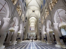 The nave of Notre-Dame de Paris Cathedral on Nov. 29, 2024. The cathedral is set to reopen with a planned weekend of ceremonies on Dec. 7–8, 2024, five years after the 2019 fire that ravaged the world heritage landmark and toppled its spire.