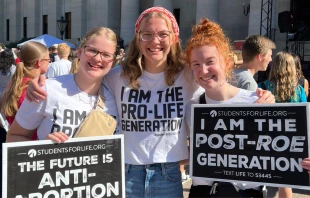 Young people were among the crowds gathered in downtown Columbus, Ohio, on Oct. 4, 2024, for the Ohio March for Life, the first such gathering to be held in the state since Ohio voters approved a sweeping constitutional amendment to expand abortion. Credit: Rachel del Guidice