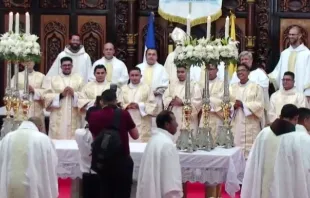 One priest and seven deacons were ordained July 20 in the Matagalpa cathedral by the president of the Nicaraguan Bishops’ Conference. Credit: Diócesis Media - TV Merced/Screenshot