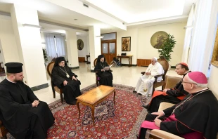 Pope Francis meets with a delegation from the Ecumenical Patriarchate of Constantinople in the Vatican's Santa Marta guesthouse, June 30, 2022. Vatican Media