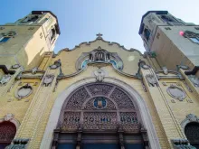 Outer details of Our Lady of Lourdes Parish in Chicago.