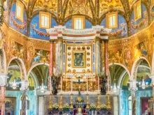 Inside the Shrine of the Blessed Virgin Mary of the Holy Rosary in Pompeii, Italy.