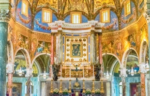 Inside the Shrine of the Blessed Virgin Mary of the Holy Rosary in Pompeii, Italy. Credit: Marco Rubino/Shutterstock