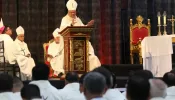 Archbishop of Santo Domingo Francisco Ozoria delivering his homily Tuesday at the International Eucharistic Congress in Quito, Ecuador.