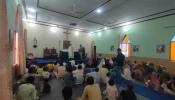 A missionary priest of the Order of St. Elijah celebrates a Mass attended by Christians liberated from slavery in a small chapel in Pakistan.