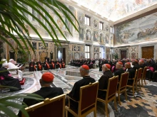 Pope Francis meets with the Dicastery for Culture and Education at the Vatican on Nov. 21, 2024.