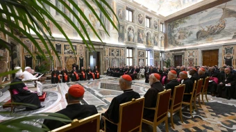 Pope Francis meets with the Dicastery for Culture and Education at the Vatican on Nov. 21, 2024.