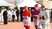 Cardinal Secretary of State Pietro Parolin arrives prior to a Mass for the consecration of the church at the site of Jesus’ baptism on Jan. 10, 2025, in Al-Maghtas, Jordan. Pope Francis appointed Parolin as papal legate to consecrate the Church of the Baptism of Jesus at Al-Maghtas, also known as “Bethany Beyond the Jordan.” Parolin met with 14 Middle East pontifical representatives in Jordan on Jan. 13, 2025, to discuss challenges in the region including ongoing hostilities there.