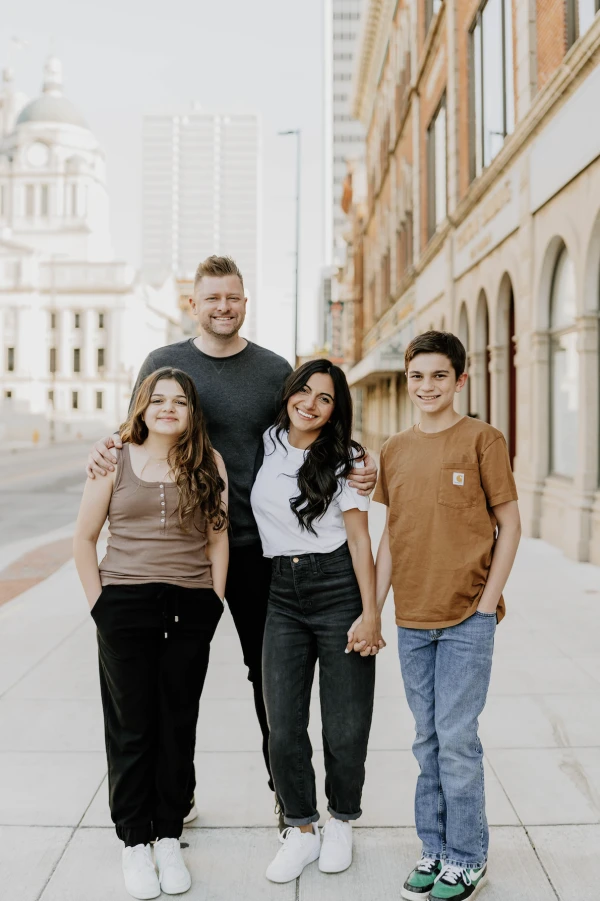 Olga Petrosyan with her husband and two children. Credit: Photo courtesy of the Petrosyan family