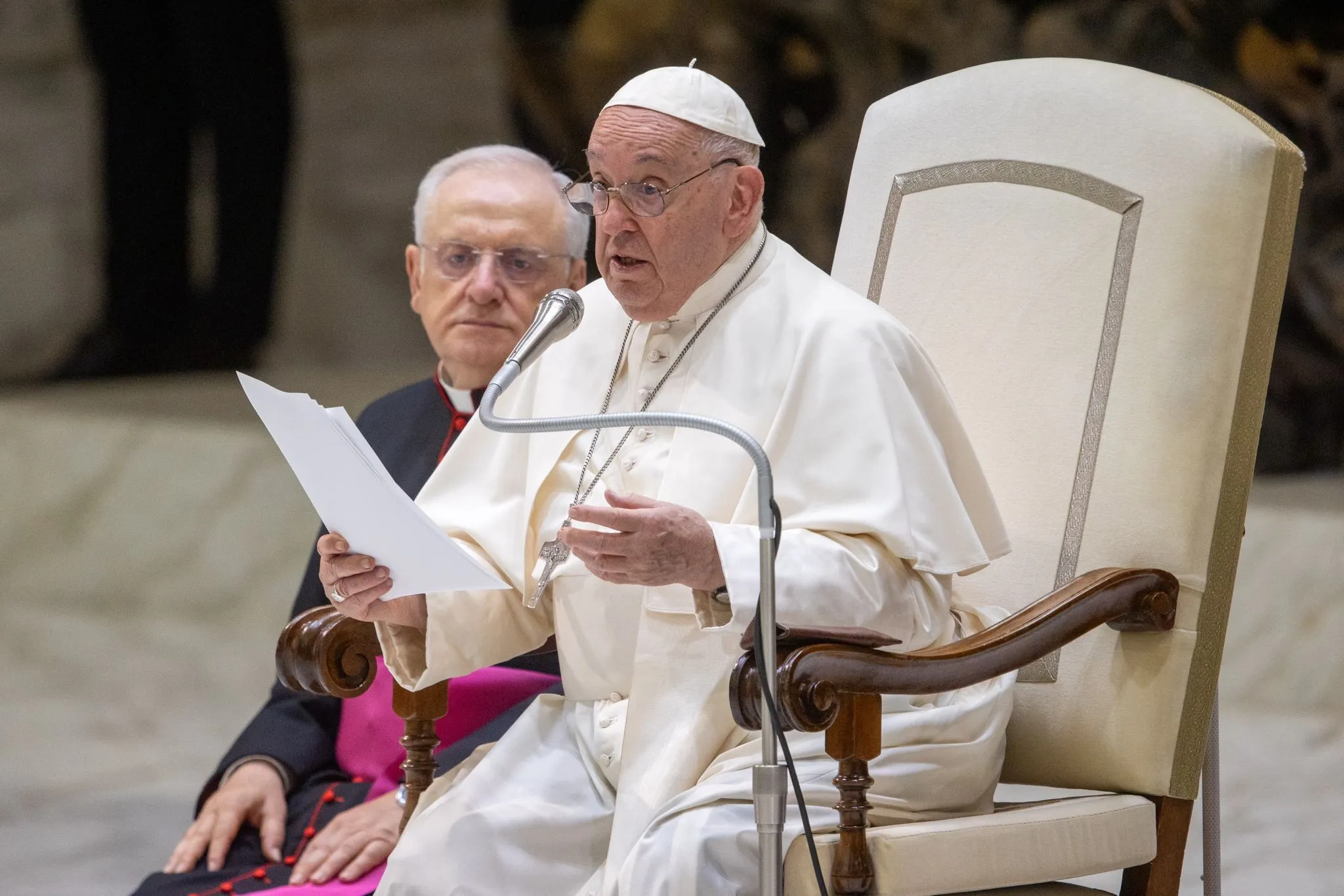 Pope Francis continued a series of lessons on the Holy Spirit during his weekly meeting with the public in the Vatican's Paul VI Hall on Aug. 21, 2024.?w=200&h=150