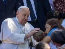 Pope Francis blesses children at the Irmas Alma School in Timor-Leste on Tuesday, Sept. 10, 2024