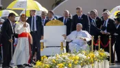 Pope Francis during Mass at the Esplanade of Taci Tolu in Dili, Timor-Leste, Tuesday, Sept. 10, 2024.