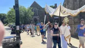 Hundreds of Catholics participate in Eucharistic procession in the Brookline neighborhood of Pittsburgh.
