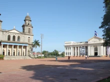 The Metropolitan Cathedral Santiago Apóstol and the National Palace in Managua, Nicaragua