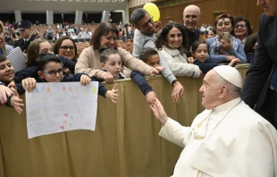 Pope Francis greets members of the public attending his weekly general audience in Paul VI Hall in Vatican City on Nov. 29, 2023. Credit: Vatican Media