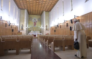 Pope Francis on retreat at the Casa Divin Maestro retreat center in Ariccia, Italy, in March 2017. Vatican Media