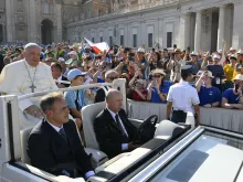 Pope Francis greets tens of thousands of altar servers packed in St. Peter’s Square for a special audience on July 30, 2024.