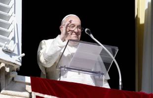 Pope Francis waves to pilgrims gathered in St. Peter’s Square from his window in the Apostolic Palace during his Angelus address on the solemnity of All Saints, Nov. 1, 2024. Credit: Vatican Media