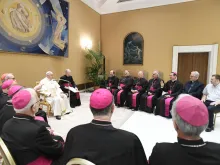 Pope Francis meets with the bishops of the Arabian region on Aug. 28, 2024, at the Vatican.