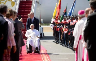 Pope Francis arrives in East Timor on Sept. 9, 2024. Credit: Daniel Ibañez/CNA