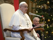 Pope Francis addresses members of the diplomatic corps accredited to the Holy See on Jan. 9, 2025, at the Vatican.