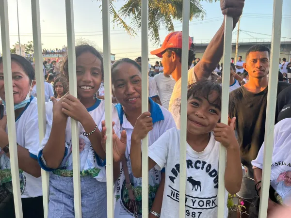 Crowds line the streets of Dili, East Timor, for miles to greet Pope Francis upon his arrival to the country on Sept. 9, 2024. Credit: Courtney Mares/CNA