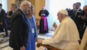 Pope Francis meets with participants of Italy’s Educational Commitment Movement of Catholic Action (MIEAC) national congress on Oct. 31, 2024, at a private audience held in the Vatican.