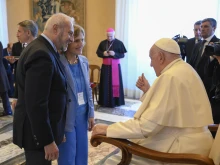 Pope Francis meets with participants of Italy’s Educational Commitment Movement of Catholic Action (MIEAC) national congress on Oct. 31, 2024, at a private audience held in the Vatican.