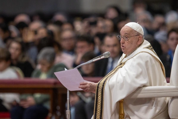 Pope Francis addresses pilgrims gathered for Mass on the solemnity of the Epiphany on Jan. 6, 2025, in St. Peter’s Basilica at the Vatican. Credit: Daniel Ibañez/CNA