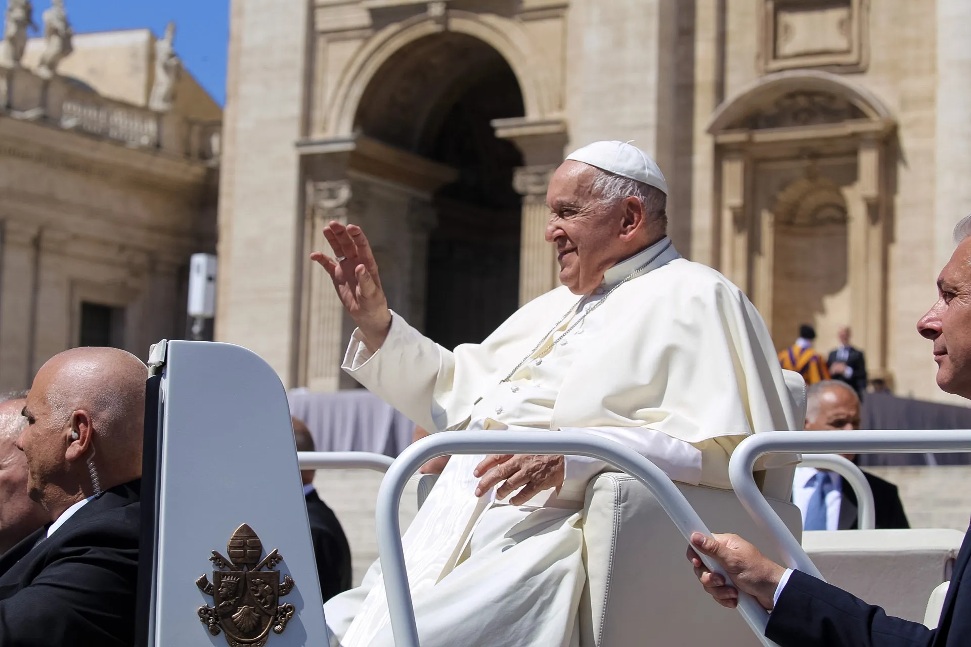 Pope Francis greets pilgrims at his general audience on Wednesday, June 5, 2024, in St. Peter’s Square at the Vatican.?w=200&h=150