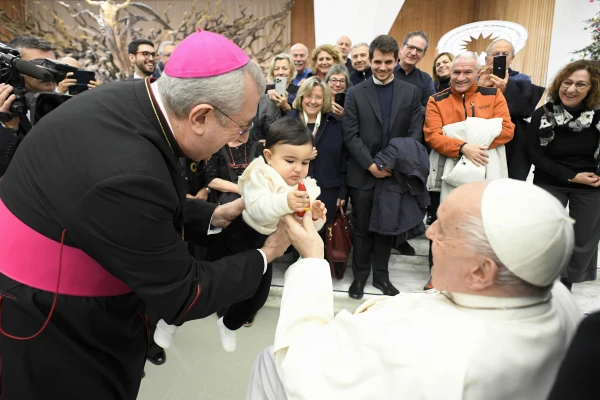 Pope Francis greets pilgrims during his general audience on Wednesday, Dec. 11, 2024, in the Paul VI Audience Hall at the Vatican. Credit: Vatican Media