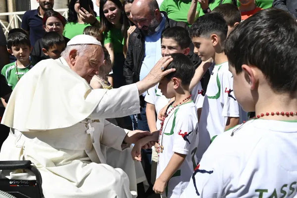 Pope Francis blesses children at his general audience on Wednesday, June 5, 2024, in St. Peter’s Square at the Vatican. Credit: Vatican Media