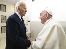 Pope Francis meets with U.S. President Joe Biden on Friday, June 14, 2024, after a session at the G7 summit, which is being held June 13–15 in the southern Italian region of Puglia.