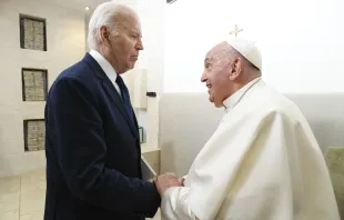 Pope Francis meets with U.S. President Joe Biden on Friday, June 14, 2024, after a session at the G7 summit, which is being held June 13–15 in the southern Italian region of Puglia. Credit: Vatican Media