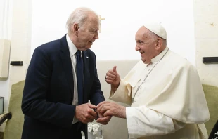 Pope Francis meets with U.S. President Joe Biden on Friday, June 14, 2024, after a session at the G7 summit, which is being held June 13–15 in the southern Italian region of Puglia. Credit: Vatican Media