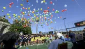 The kids and Pope Francis released biodegradable balloons into the sky together on July 18, 2024. The Vatican said the message, “You, dear boy, dear girl, are precious in God’s eyes,” was stamped on the balloons “with the hope that the message will reach as many people as possible.”