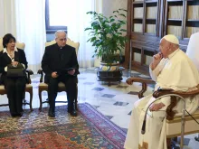 Pope Francis meets with members of the Pontifical Commission for Latin America on June 27, 2024, at the Vatican.