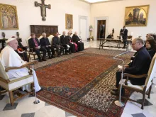 Pope Francis meets with a delegation from the Lutheran World Federation on June 20, 2024, in the Apostolic Palace at the Vatican.