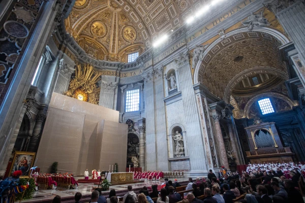 Pope Francis celebrates a Mass of suffrage for deceased cardinals and bishops celebrated by Pope Francis in St. Peter’s Basilica on Nov. 4, 2024, at the Vatican. Credit: Daniel Ibañez/CNA