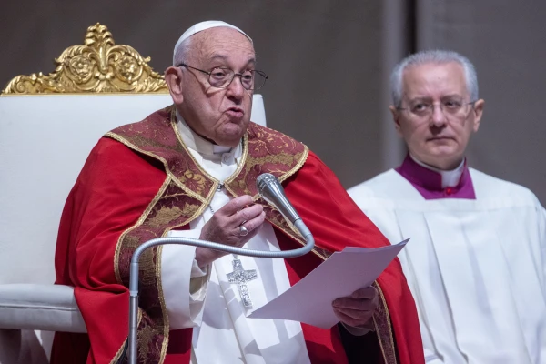 Pope Francis delivers his homily during a Mass of suffrage for deceased cardinals and bishops in St. Peter’s Basilica on Nov. 4, 2024, at the Vatican. Credit: Daniel Ibañez/CNA