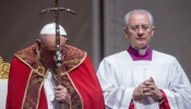 Pope Francis prays during a Mass of suffrage for deceased cardinals and bishops in St. Peter’s Basilica on Nov. 4, 2024, at the Vatican.